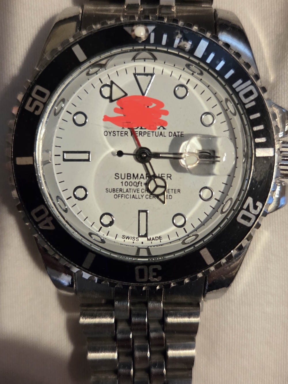 Stainless Steel Diver Watch with Black Bezel and White Dial - Picture 3 of 6